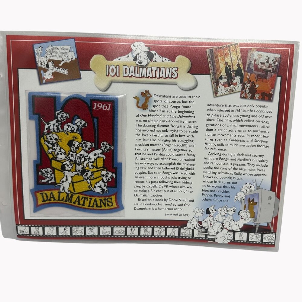 Disney 101 Dalmatians 1961 Collectible Patch and Card Willabee & Ward